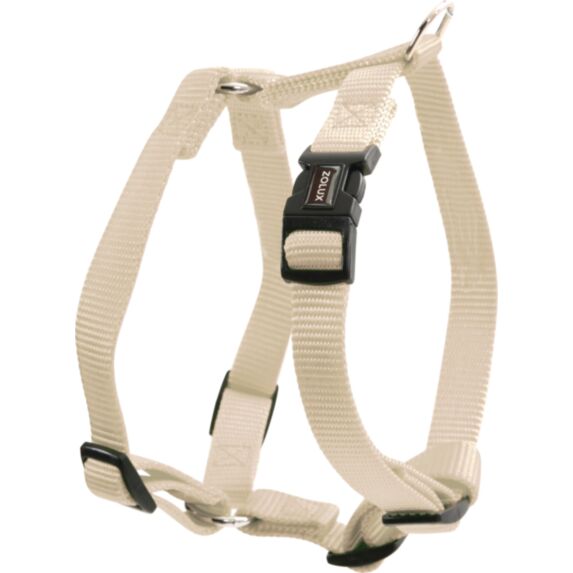 Harnais nylon réglable coloris unis beige largeur 40 mm Tour de cou 67 à 104 cm Tour de poitrail 64 à 105 cm