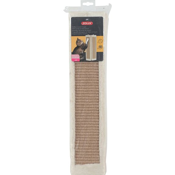 Griffoir mural d'angle pour chat à fixer L 24 x p 2,5 x 56 cm Beige