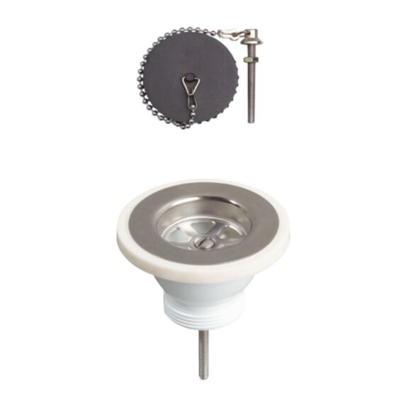Bonde à bouchon pour évier 1 bac Ø60 mm sans trop-plein - WIRQUIN