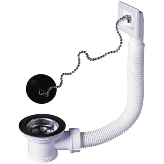 Bonde à bouchon pour évier 1 bac Ø50 mm + trop-plein - WIRQUIN