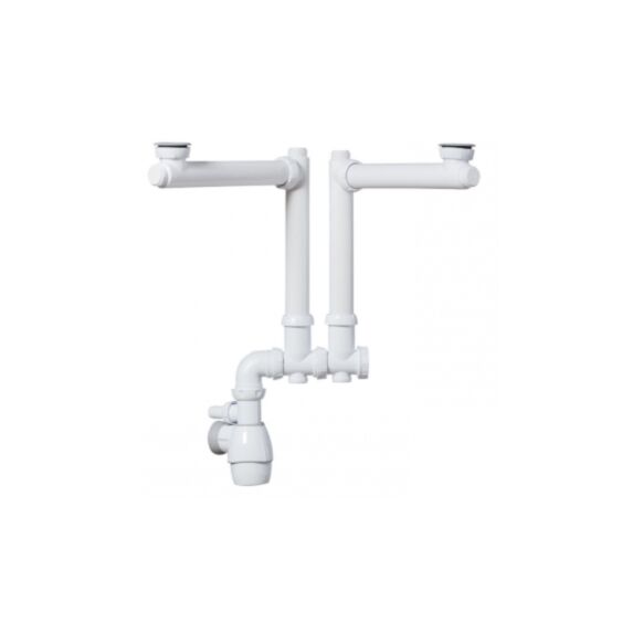 Siphon tout en un universel pour lavabo/évier 2 bacs - WIRQUIN