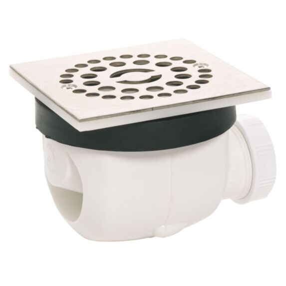 Bonde de douche carré Ø90 mm sortie horizontale - WIRQUIN