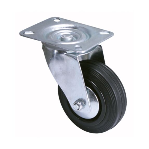 Roulette standard de manutention à platine pivotante caoutchouc noir Ø100mm - Charge supportée 100 kg - CIME