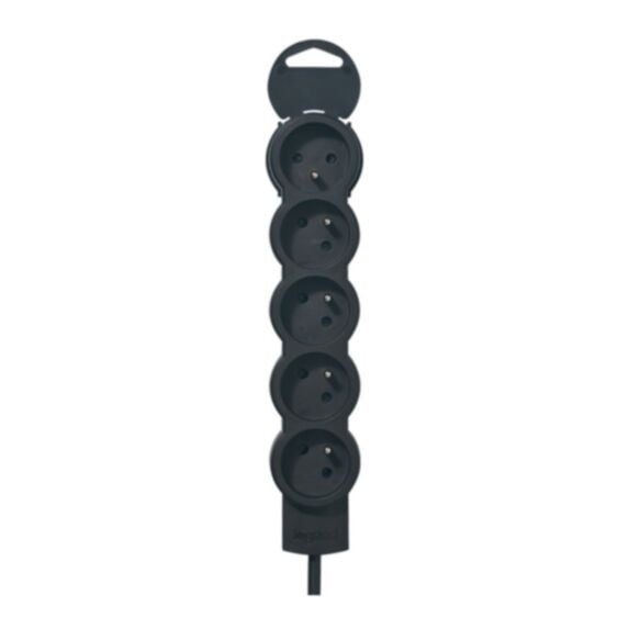 Multiprise 2P+T 10/16A 5 prises 1,5 m noir - LEGRAND