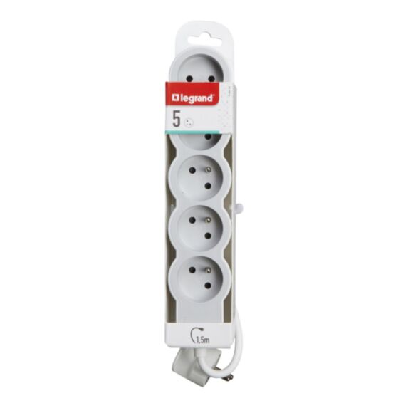 Rallonge multiprise extra-plate 5 prises 1,5m - LEGRAND