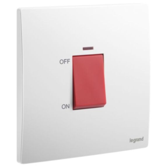 1G 1W 45A DP SW w/indicator Mallia blanc - LEGRAND