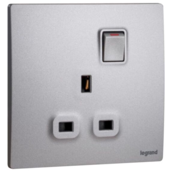 1G BS 13A SP switched socket Mallia argent - LEGRAND