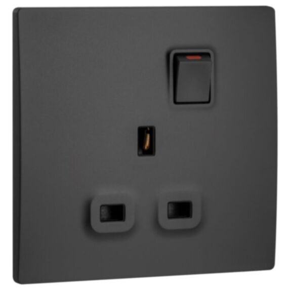1G BS 13A SP switched socket Mallia noir - LEGRAND