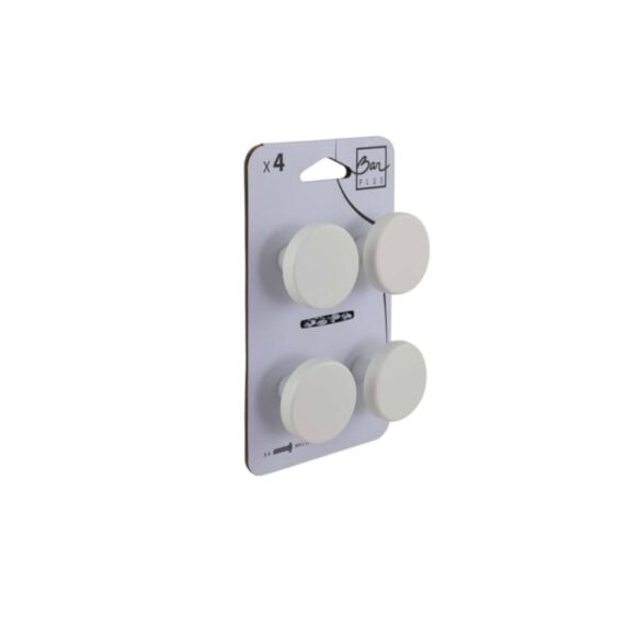 Set de 4 boutons de meuble rond acier blanc - BAR PLUS