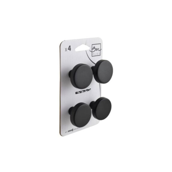 Set de 4 boutons de meuble rond acier noir - BAR PLUS