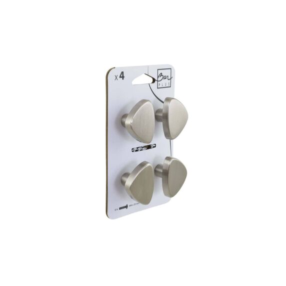 Set de 4 boutons de meuble Smile acier brossé - BAR PLUS