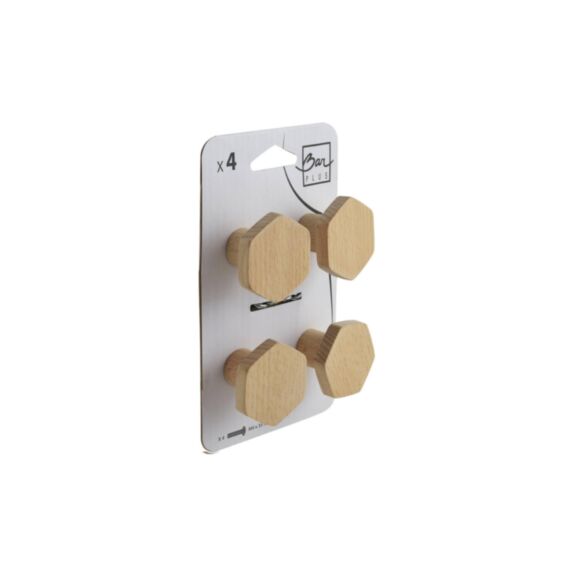 Set de 4 boutons de meuble Hexa bois clair - BAR PLUS