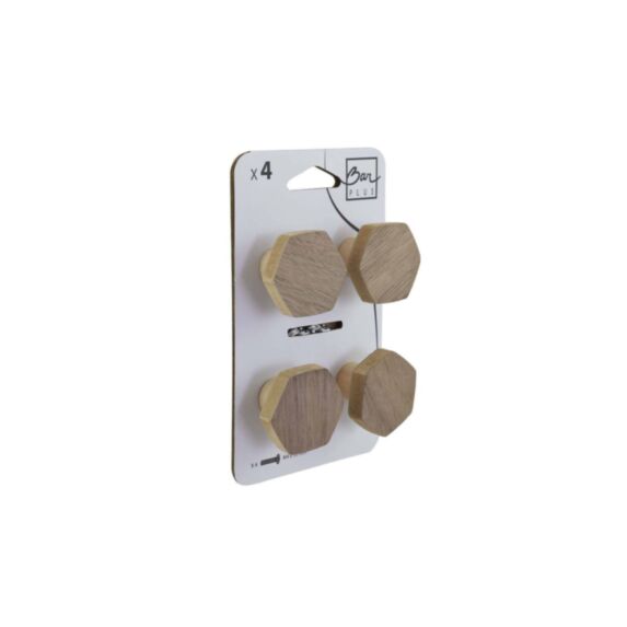 Set de 4 boutons de meuble Hexa bois foncé medium - BAR PLUS