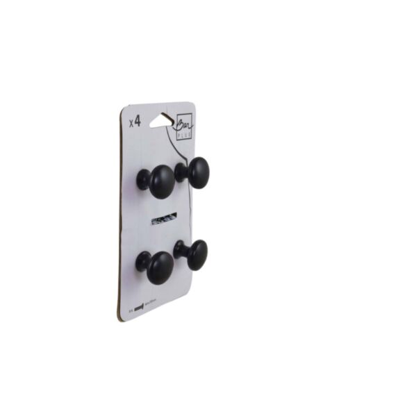Set de 4 boutons de meuble zamack Ø25 mm noir mat - BAR PLUS