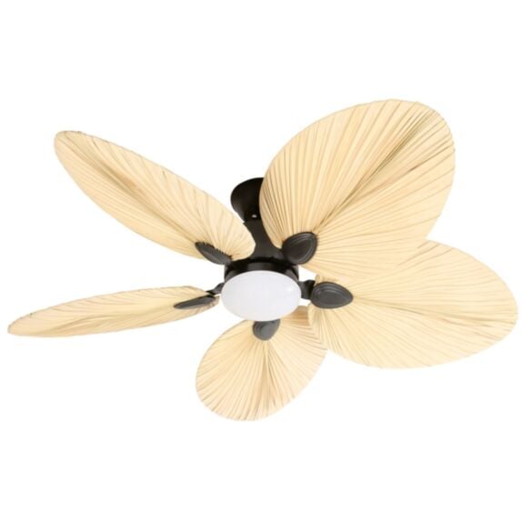 Ventilateur de plafond Makani 132cm bois feuille 5 pales LED 18W - FARELEK