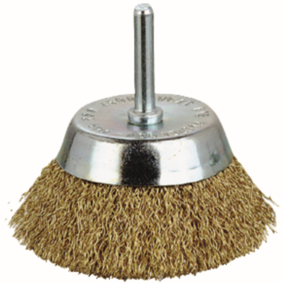 Brosse conique fils acier laitonné ondulés Ø 75 mm - SCID