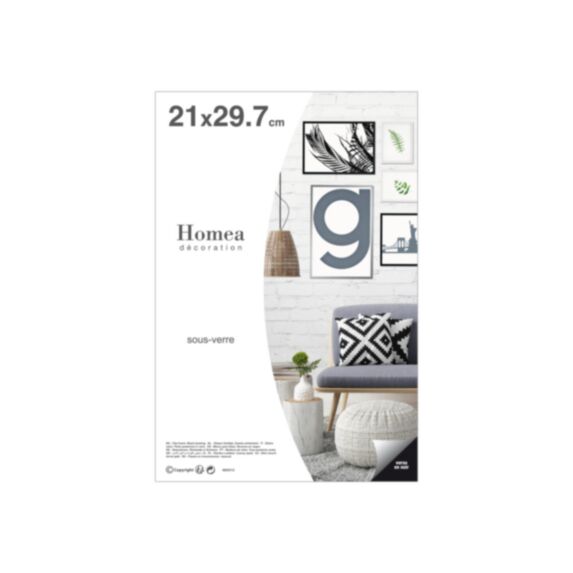 Sous-verre photo A4 21 x 29,7 cm verre transparent - HOMEA