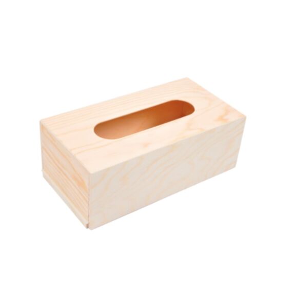 Boîte à mouchoirs 25 x 13 x 9,2 cm bois naturel à décorer - HOMEA