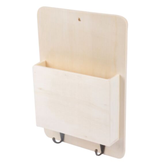 Porte courrier et clefs 18 x 26 cm bois naturel à décorer - HOMEA