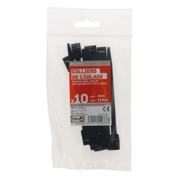 Colliers noir 6X114mm X10 - INOTECH