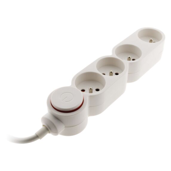 Multiprise 4 prises Home + Fiche Extraplate Blanc - INOTECH