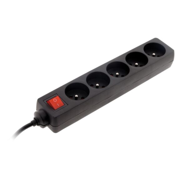 Multiprise 5 prises 16a 2P+T interrupteur noir - ZENITECH