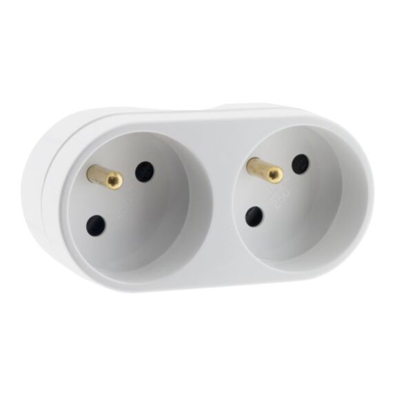 Multiprise Biplite 16A 2 prises blanc - ZENITECH