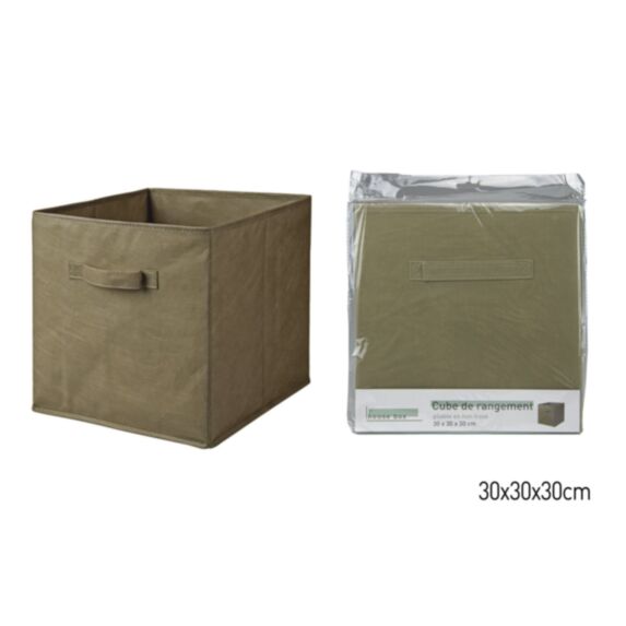 Cube de rangement pliable vert olive 30 x 30 x 30 cm - KB8