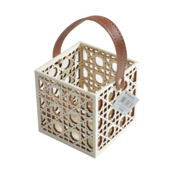 Panier canage anse souple 10 x 10 x 10 cm bois naturel à décorer - HOMEA