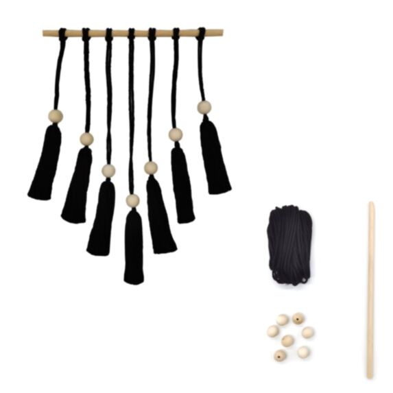 Kit suspension murale macramé à fabriquer 35 cm noir - HOMEA