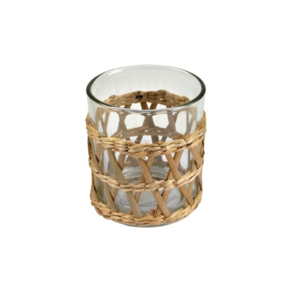 Photophore verre et matière naturelle D7xH8cm naturel - HOMEA