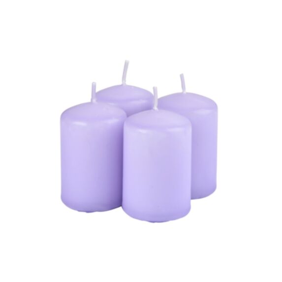 Set de 4 bougies pilier Essentiel lavande Ø4 x H6 cm - HOMEA