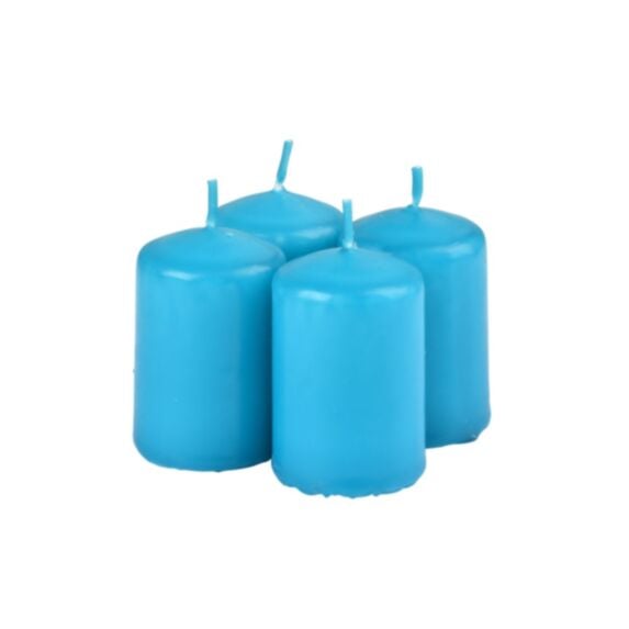 Set de 4 bougies pilier Essentiel lagon Ø4 x H6 cm - HOMEA