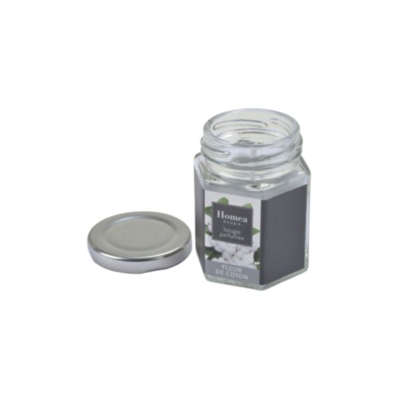 Bougie en pot couvercle Essentiel fleur de coton Ø5,5 x H5,5 cm - HOMEA