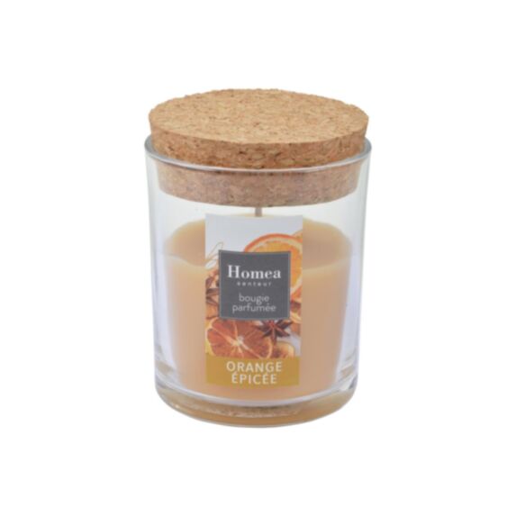Bougie en pot couvercle Essentiel orange épicée Ø7 x H9 cm - HOMEA