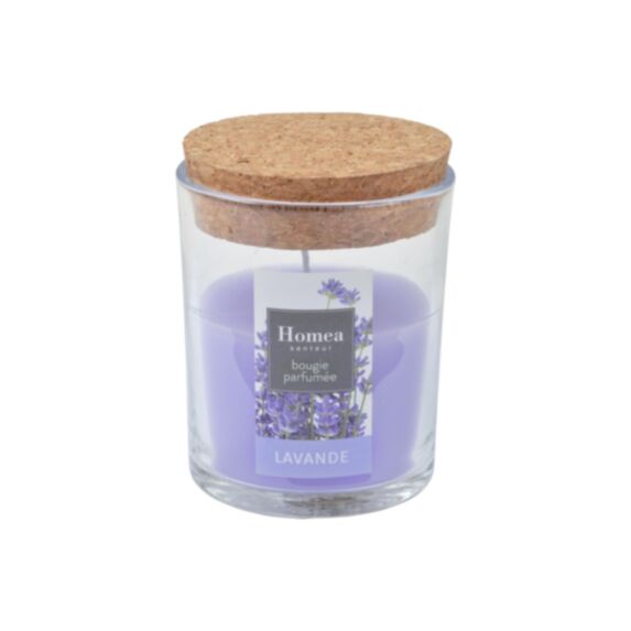Bougie en pot couvercle Essentiel lavande Ø7 x H9 cm - HOMEA