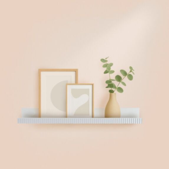 Étagère photo striée MDF 59x11,5x5,9cm blanc - HOMEA