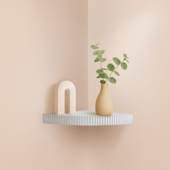 Étagère d'angle striée MDF 25x25x3,5cm blanc - HOMEA