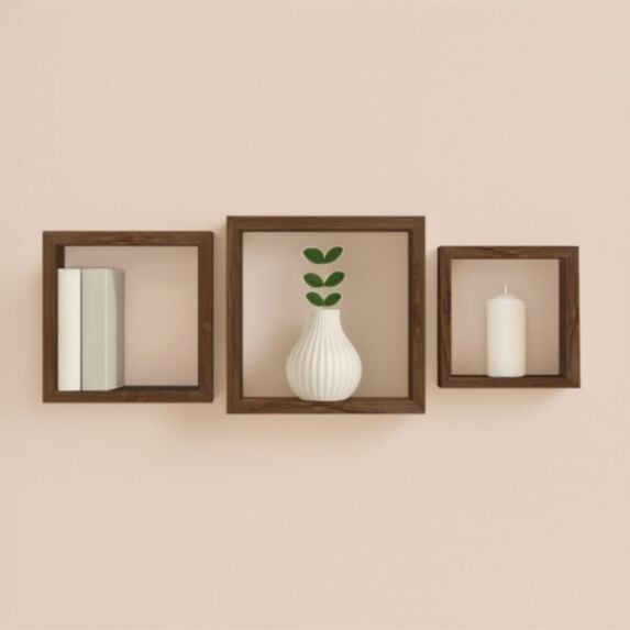 Set de 3 cubes gigognes MDF acacia - HOMEA