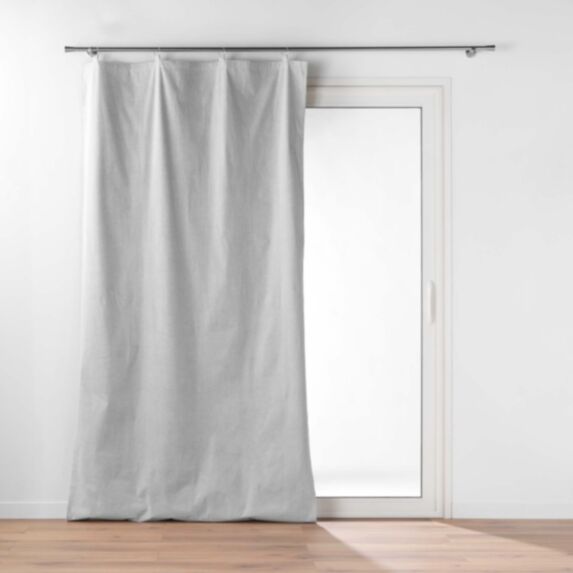 Rideau occultant à anneaux suspendus 130 x 270 cm polyester gris - D.D'INTERIEUR