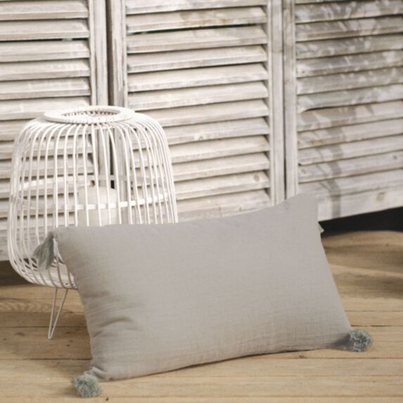 Coussin Spirit garden 50 x 30 cm gaze de coton sauge - TODAY