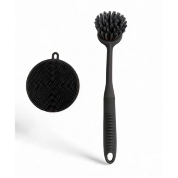 Set brosse et éponges de nettoyage silicone noir - UTILITY