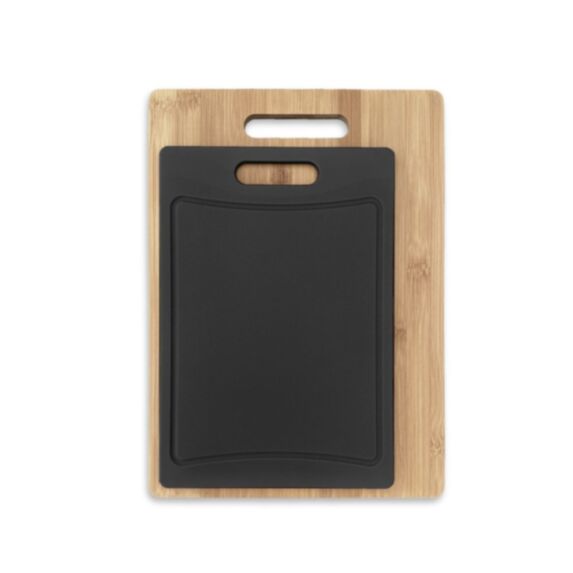 Set de 2 planches à découper bambou/silicone noir - UTILITY