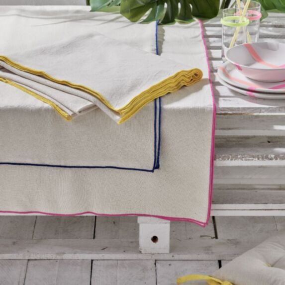 Nappe 140 x 240 cm coton lavé finition bourdon assortiment - MAISON LEFEBVRE