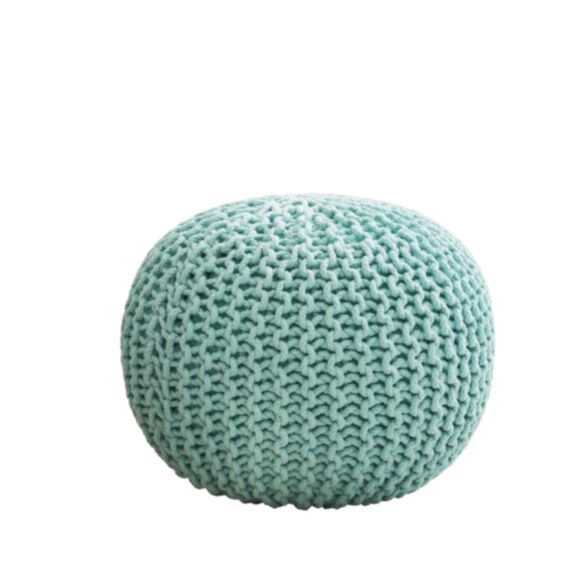 Pouf Blue Bay coton Ø43xH30cm bleu bay - TODAY
