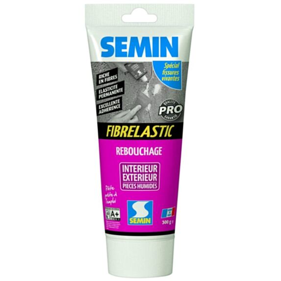 Enduit de rebouchage Fibrelastic intérieur/extérieur pièces humides tube 300 g - SEMIN