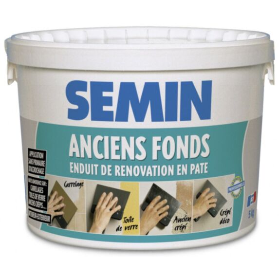 Enduit de rénovation intérieur/extérieur supports irréguliers en pâte 5 kg - SEMIN