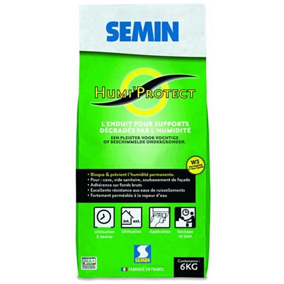 Enduit ciment Humi'protect int/ext 6 kg - SEMIN