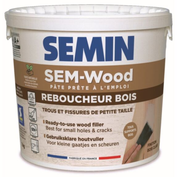 Enduit de rebouchage bois intérieur/extérieur en pâte 1 kg - SEMIN