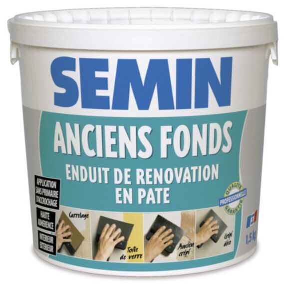 Enduit de rénovations intérieur/extérieur supports irréguliers en pâte 1,5 kg - SEMIN